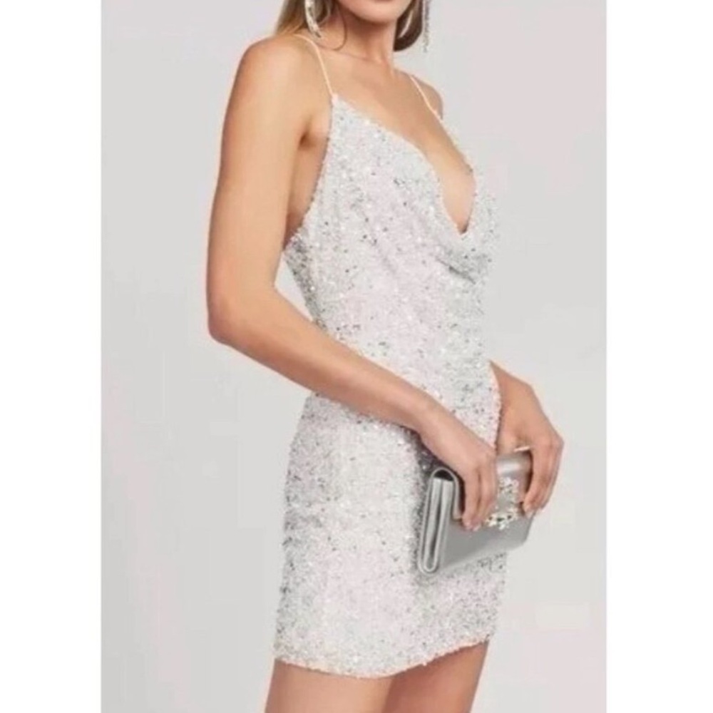 Retrofete White Sequin Mini Dress
